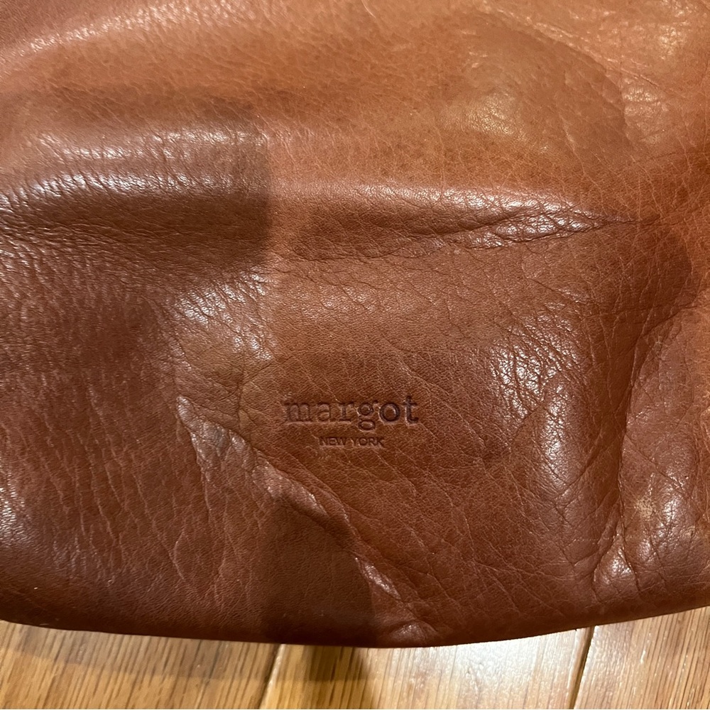 Margot Brown Leather Flat Profile Crossbody Bag Double Zipper - Picture 4 of 7